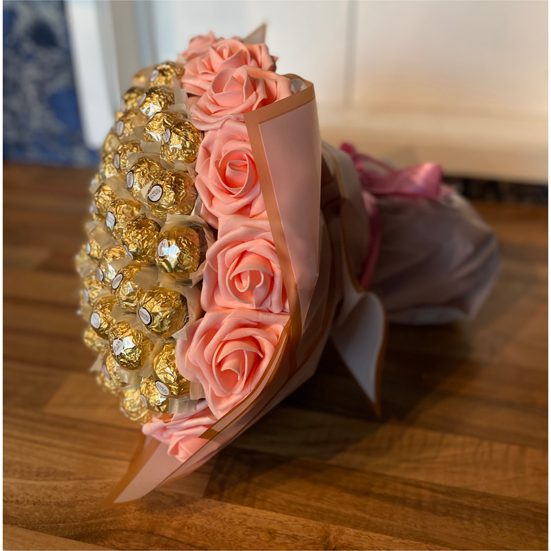 Ferrero Rocher With Roses Hand-Tied Bouquet