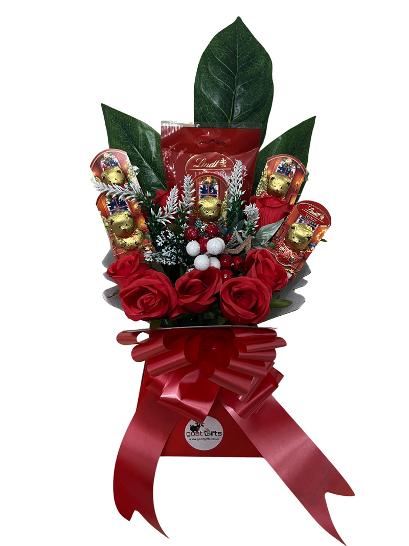 Christmas Lindt Lindor & Silk Flowers Chocolate Bouquet