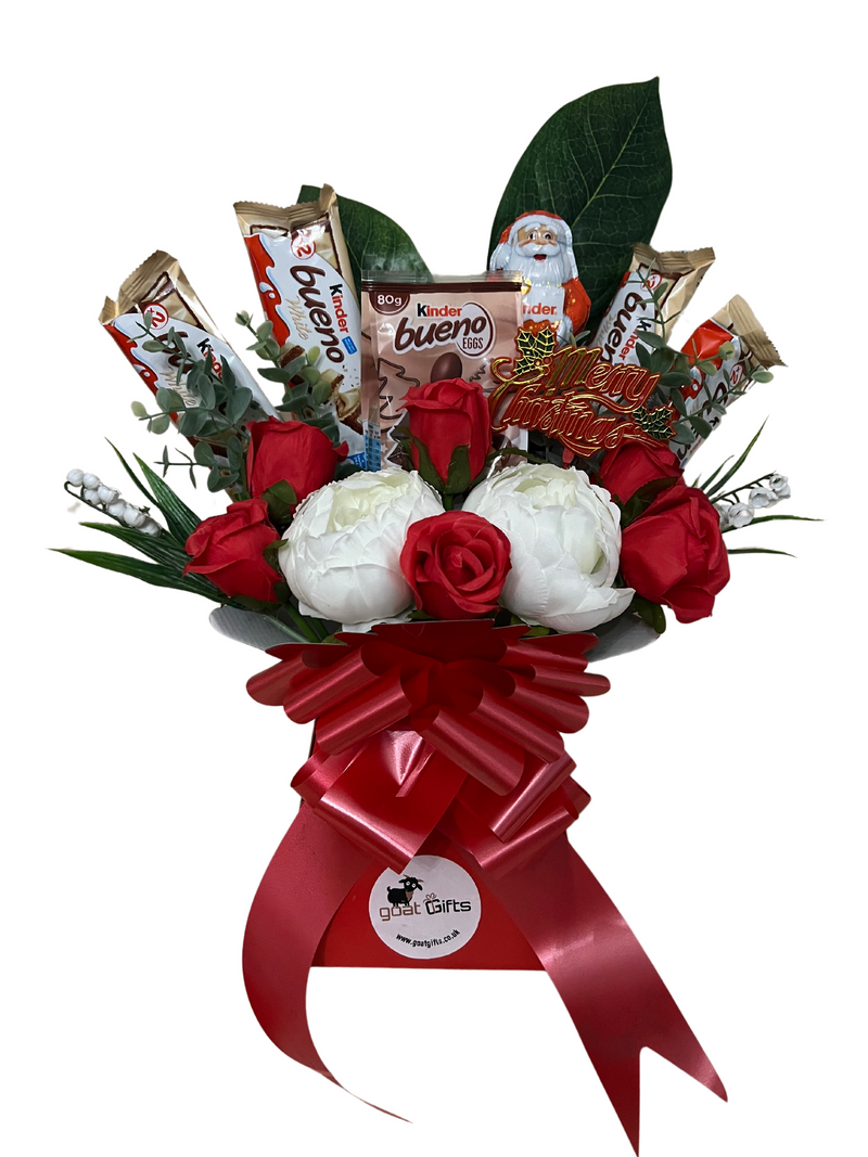 Christmas Kinder & Silk Flowers Chocolate Bouquet