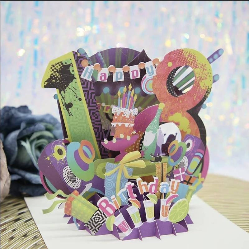Happy 18th Birthday 3D Pop Up Greetings Card