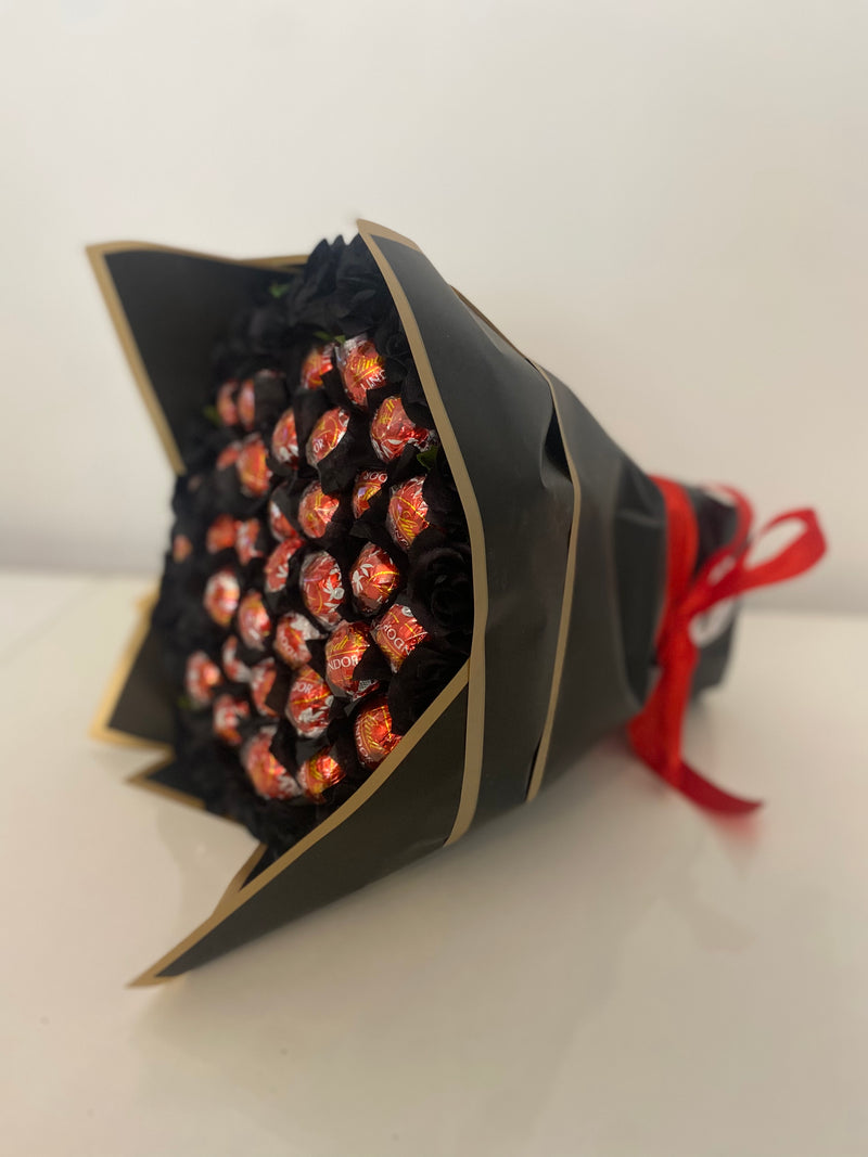 Black & Red Lindt Hand Tied Bouquet