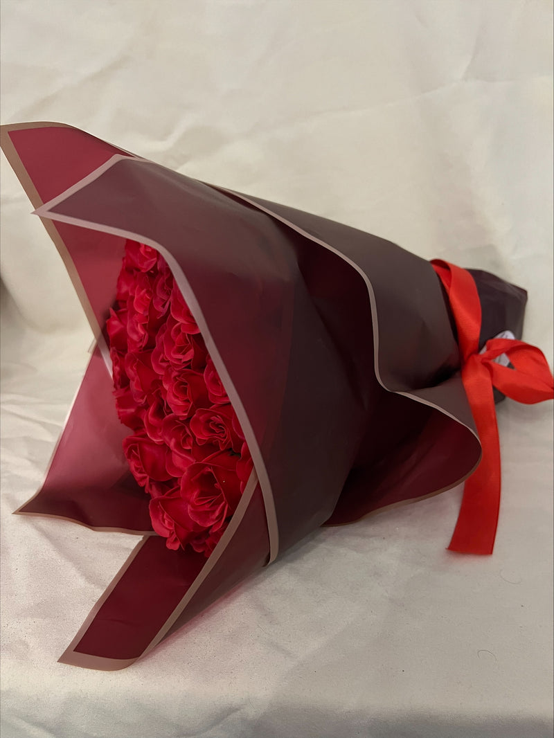 Beautiful Red Soap Roses Hand-Tied Bouquet