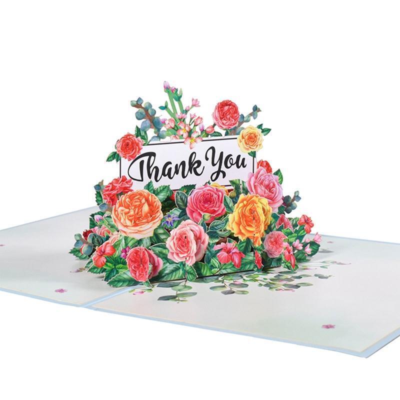 Thank You Floral 3D Pop Up Greetings Card