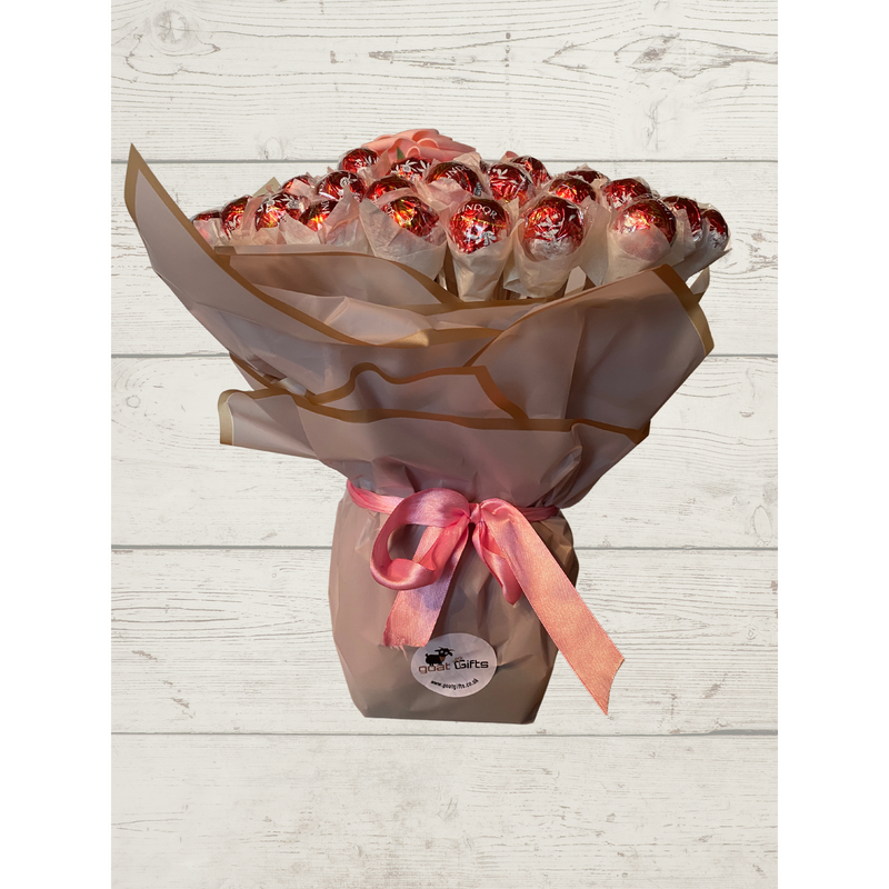 Lindt Lindor With Roses Hand-Tied Bouquet