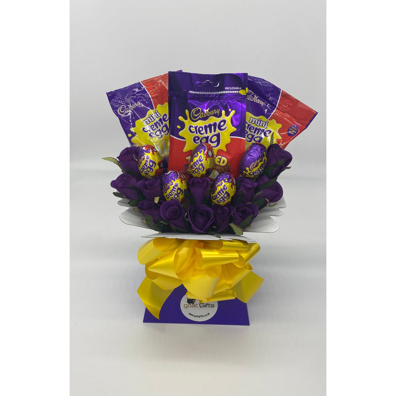 Cadburys Creme Egg With Silk Flowers Easter Chocolate Bouquet