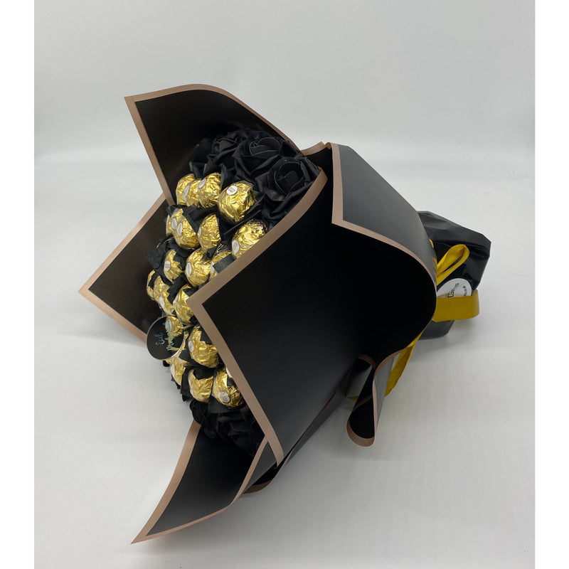 Black & Gold Ferrero Hand Tied Bouquet