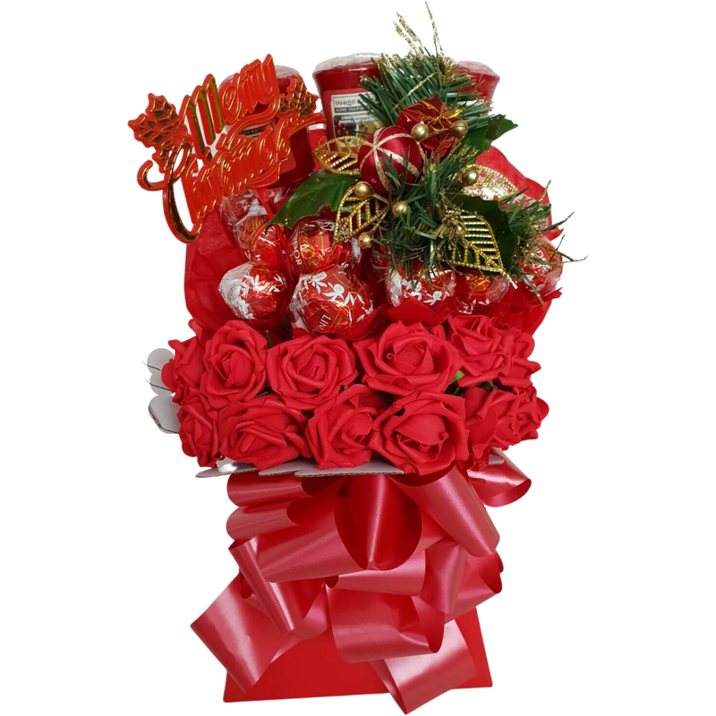 Red Christmas Lindt Lindor & Yankee Candle Bouquet