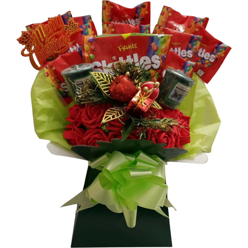 Christmas Skittles & Yankee Candle Bouquet