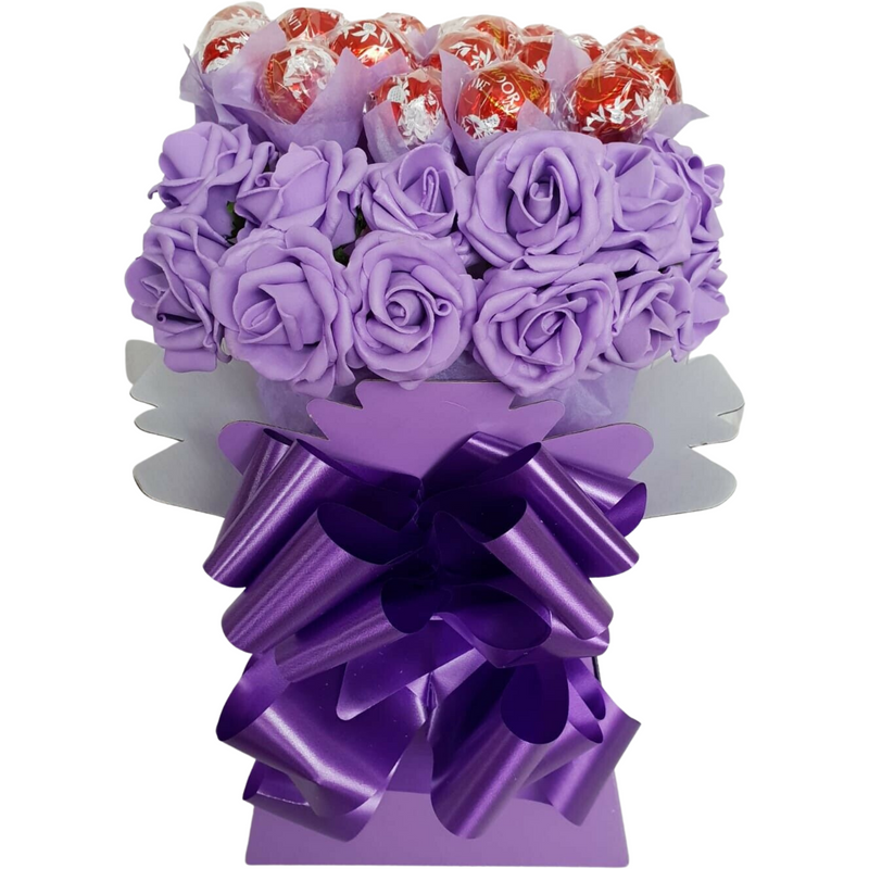 Purple Lindt Lindor With Roses Bouquet Gift