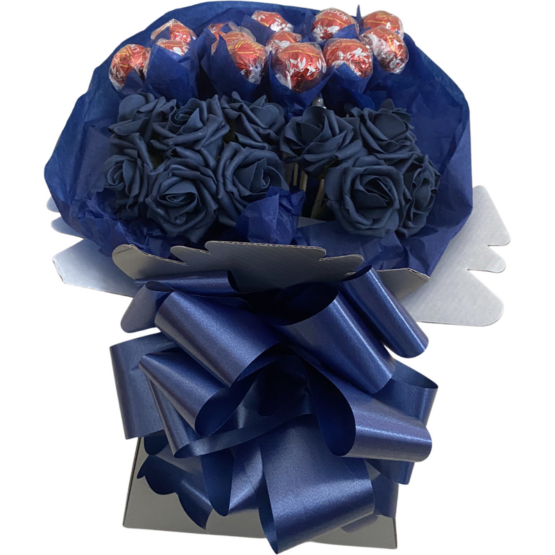 Navy Blue Lindt Lindor With Roses Bouquet