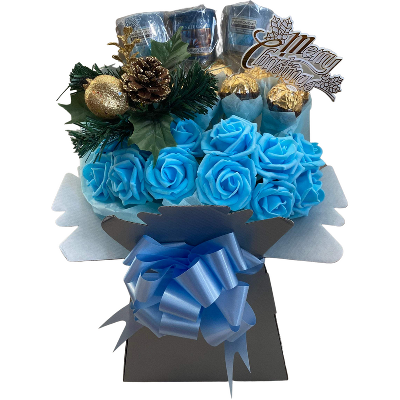 Light Blue Christmas Ferrero Rocher With Yankee Candle Bouquet