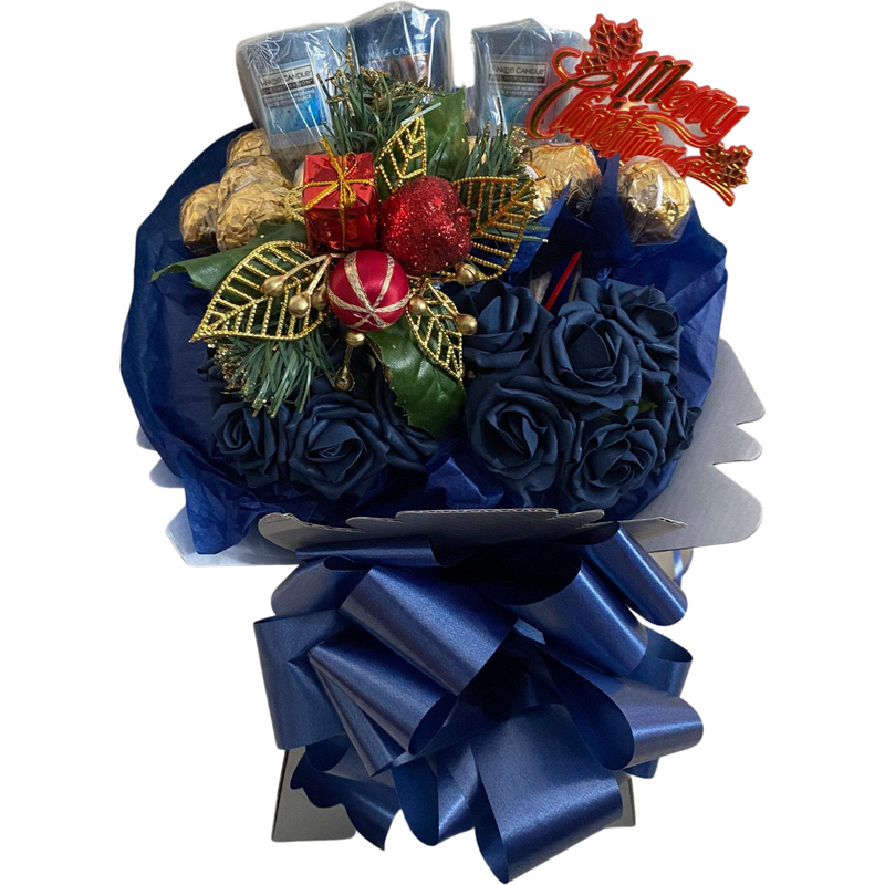 Navy Blue Christmas Ferrero Rocher With Yankee Candle Bouquet