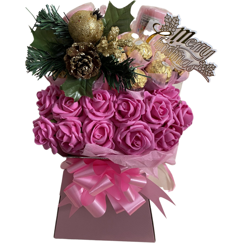 Pink Christmas Ferrero Rocher & Yankee Candle Bouquet