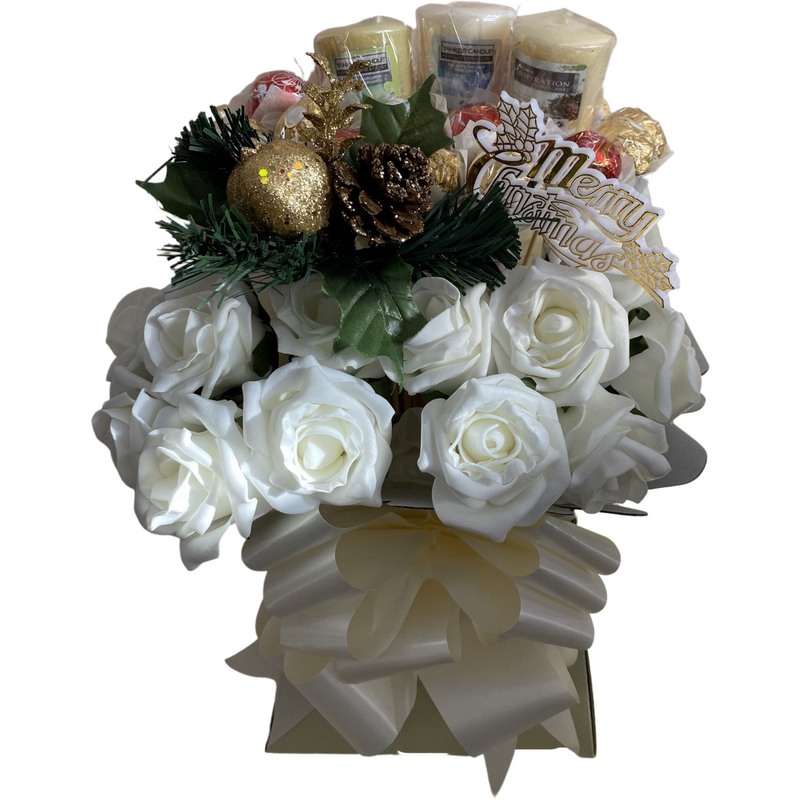 Cream Christmas Ferrero Rocher & Lindt Lindor With Yankee Candle Bouquet