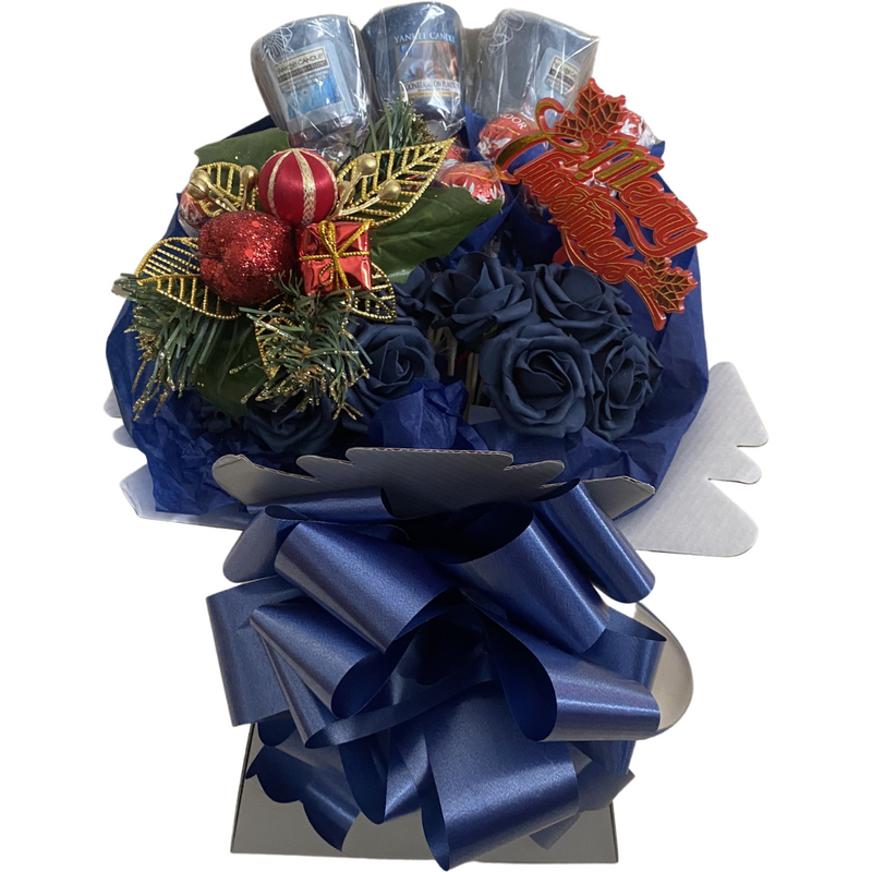 Navy Blue Christmas Lindt Lindor & Yankee Candle Bouquet