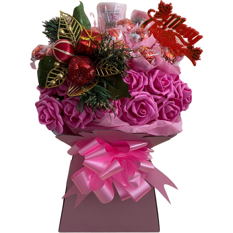 Pink Christmas Lindt Lindor & Yankee Candle Bouquet