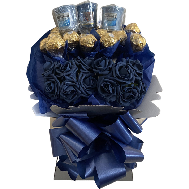 Navy Blue Ferrero Rocher & Yankee Candle Bouquet