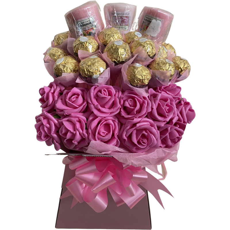 Pink Ferrero Rocher & Yankee Candle Bouquet