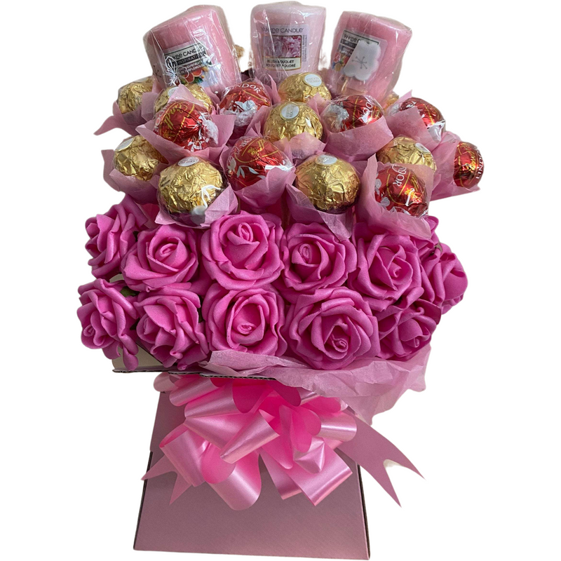 Pink Ferrero Rocher & Lindt Lindor With Yankee Candle Bouquet