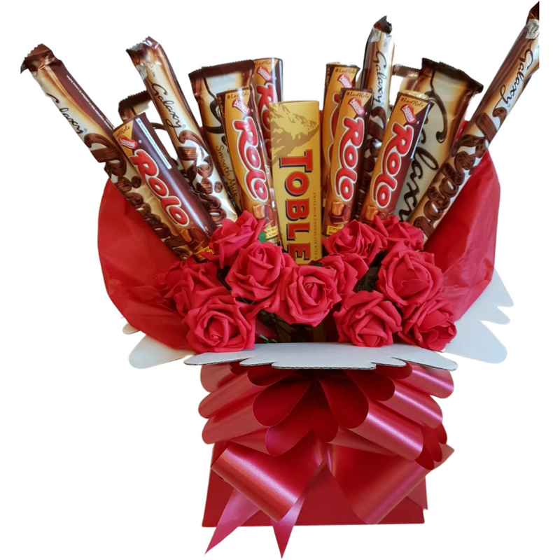 Galaxy & Rolo & Toblerone With Roses Bouquet