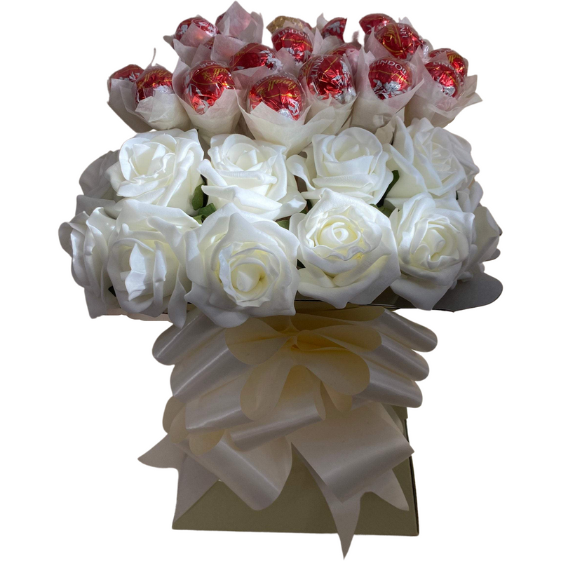Cream Lindt Lindor With Roses Bouquet Gift
