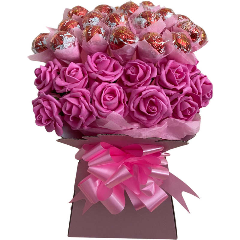 Pink Lindt Lindor With Roses Bouquet
