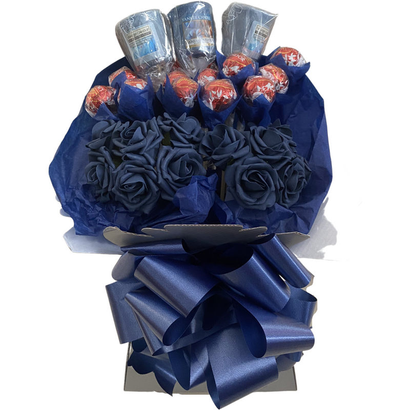 Navy Blue Lindt Lindor & Yankee Candle Bouquet