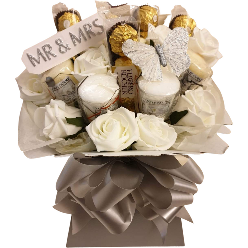 Mr & Mrs/Mr & Mr/Mrs & Mrs Ferrero Rocher & Yankee Candles with Roses