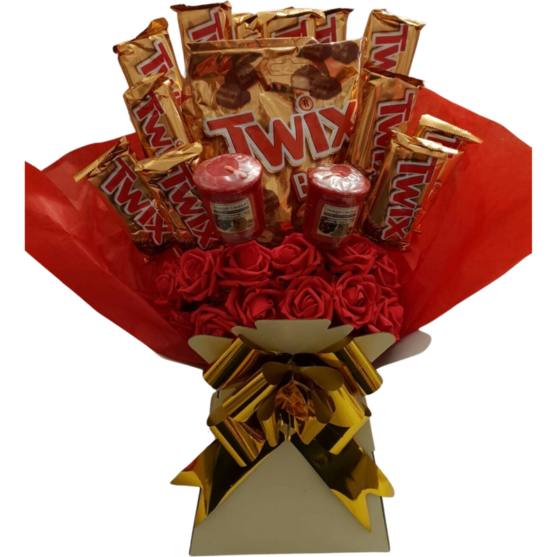 Twix & Yankee Candle With Roses Explosion Bouquet