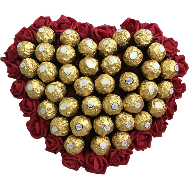 Ferrero Rocher Heart With Red Roses