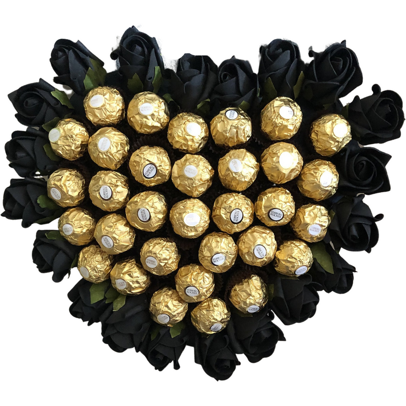 Ferrero Rocher Chocolate Heart With Black Roses