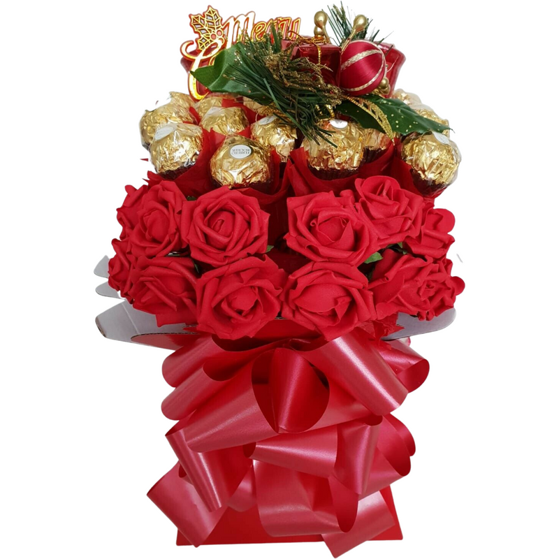 Red Christmas Ferrero Rocher & Roses Bouquet