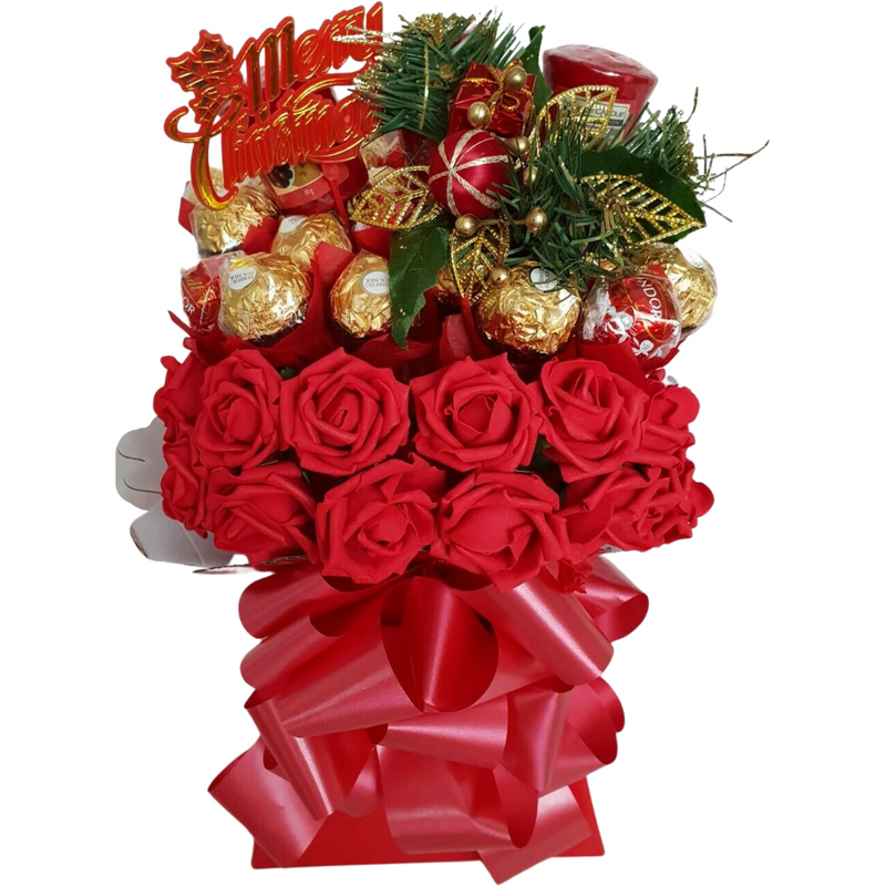 Red Christmas Ferrero Rocher & Lindt Lindor with Yankee Candles Bouquet