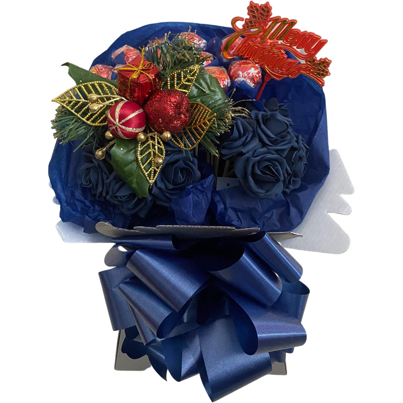 Navy Blue Christmas Lindt Lindor & Roses Bouquet