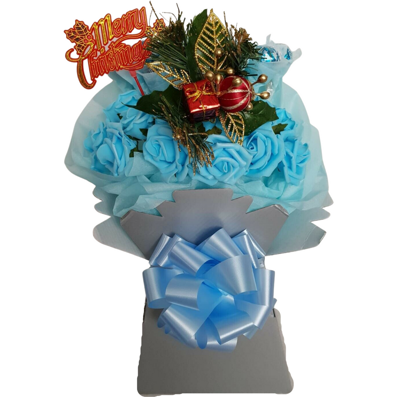 Light Blue Christmas Lindt Lindor Salted Caramel & Roses Bouquet