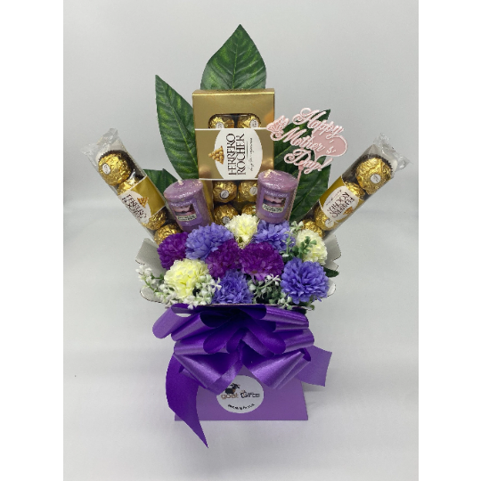 Ferrero Rocher Mother’s Day Chocolate Silk Flowers Candle Bouquet Gift