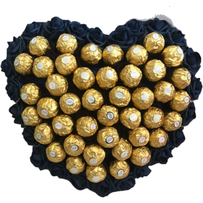 Ferrero Rocher Chocolate Heart With Black Roses