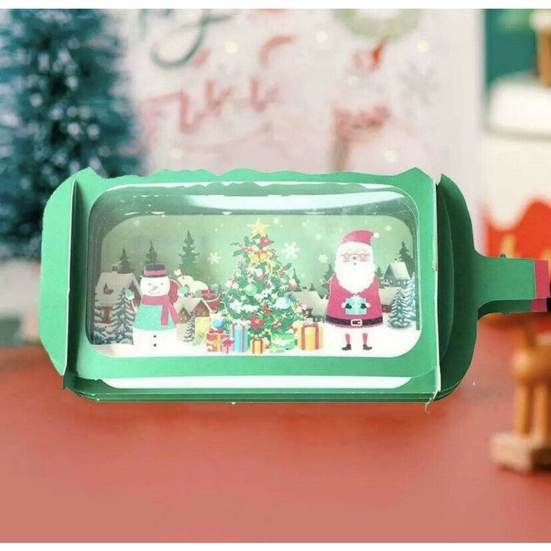 Christmas Message In A Bottle 3D Pop-Up Greetings Christmas Card - Santa Snowman