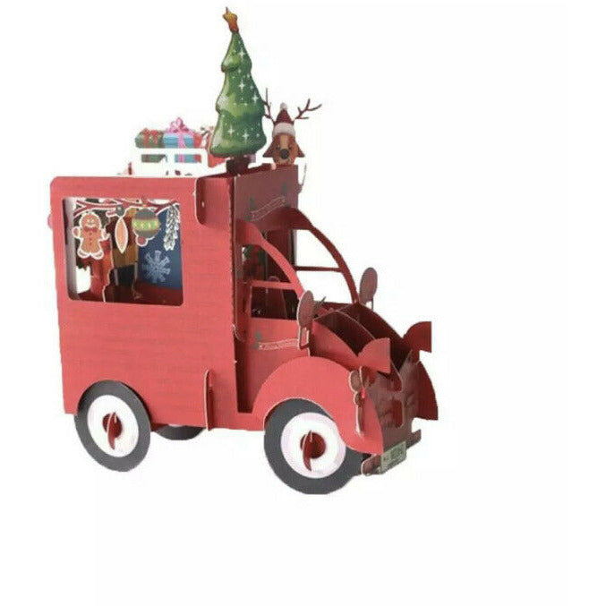 Merry Christmas Santa Claus Presents Snowman 3D Pop-Up Greetings Card
